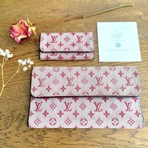 Louis Vuitton Monogram Idylle Mini Lin Long Wallet + Key Holder Bundle